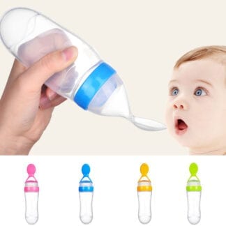 Baby Feeding Bottle With Spoon 90ml Silicone Newborn Infant Squeeze Spoon