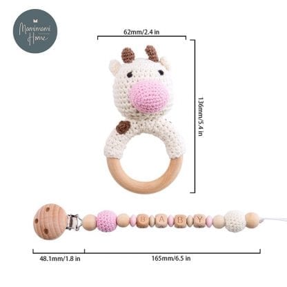 1set Crochet Baby Toys Amigurumi Giraffe Owl Rattle Bell Custom Newborn Pacifier Clip Montessori Toy Educational Children Goods