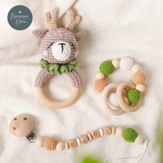 1set Crochet Baby Toys Amigurumi Giraffe Owl Rattle Bell Custom Newborn Pacifier Clip Montessori Toy Educational Children Goods