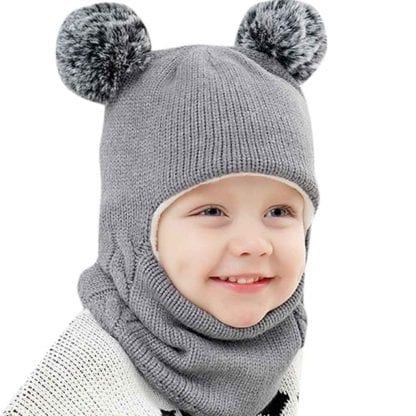 Kids Winter Hats Ears Girls Boys Children Warm Caps Scarf Set Baby Bonnet Enfant Knitted Cute Hat for Girl Boy 1D18