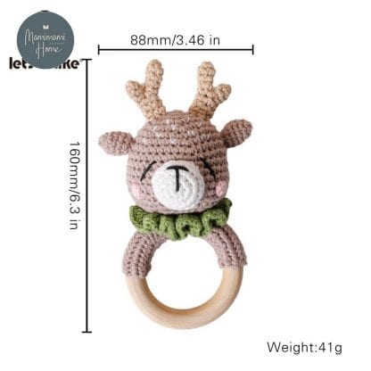 1set Baby Toys Crochet Amigurumi Elephant Owl Rattle Bell Custom Newborn Pacifier Clip Montessori Toy Educational Children Goods