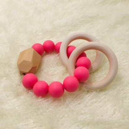 Baby Teether Bracelet Teething Toys Teeth Care Beads Jewelry Pain Relief Silicone Wood Rings Infant Supplies Multi-functional